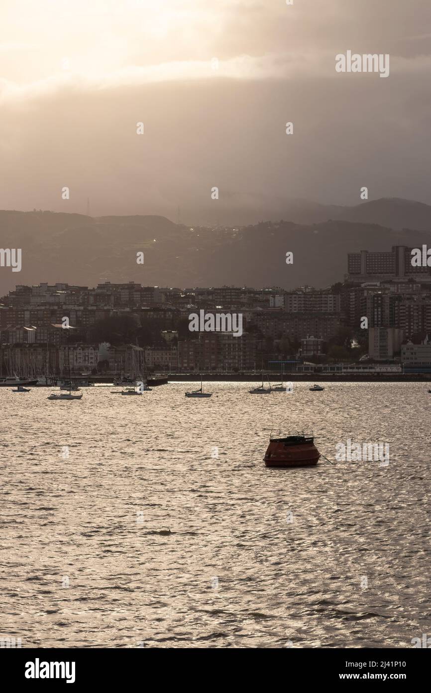 Basque Country Rivers mouth of the river Nervion in the Basque Country at sunset Stock Photo ...
