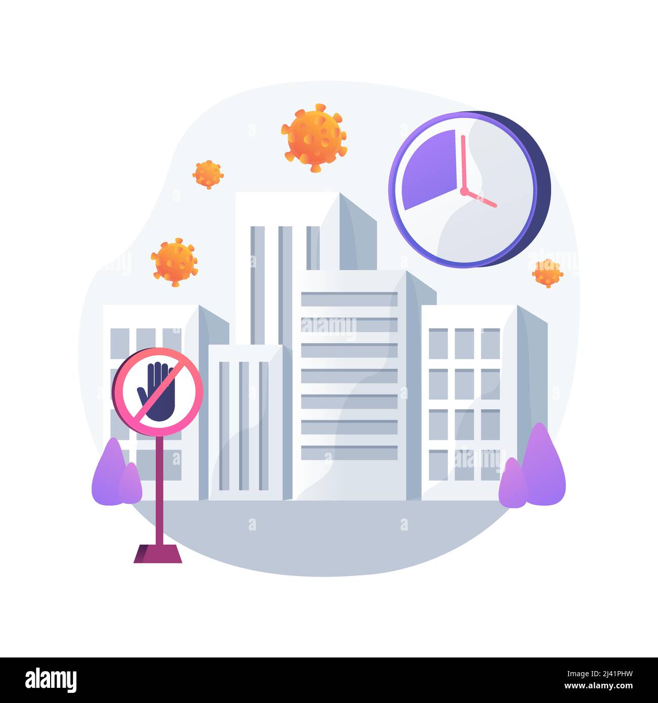 Curfew abstract concept vector illustration. Public protest, demonstration, mass unrest, street crowd, meeting, vandalism and looting, stay home restr Stock Vector