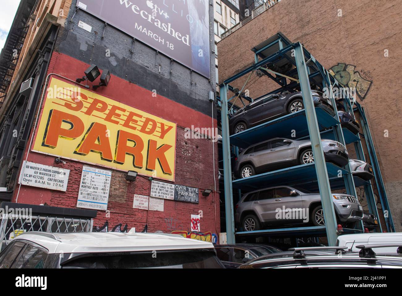 Easy Park on Warren Street in Manhattan New York City, USA Stock Photo
