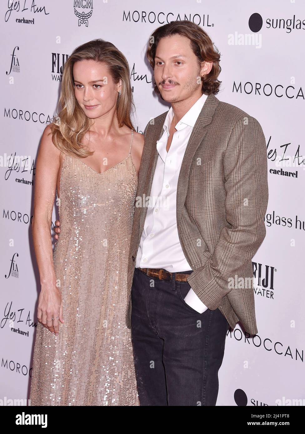 BEVERLY HILLS, CA - APRIL 10: (L-R) Brie Larson and Elijah Allan-Blitz attend The Daily Front Row's 6th Annual Fashion Los Angeles Awards at Beverly W Stock Photo