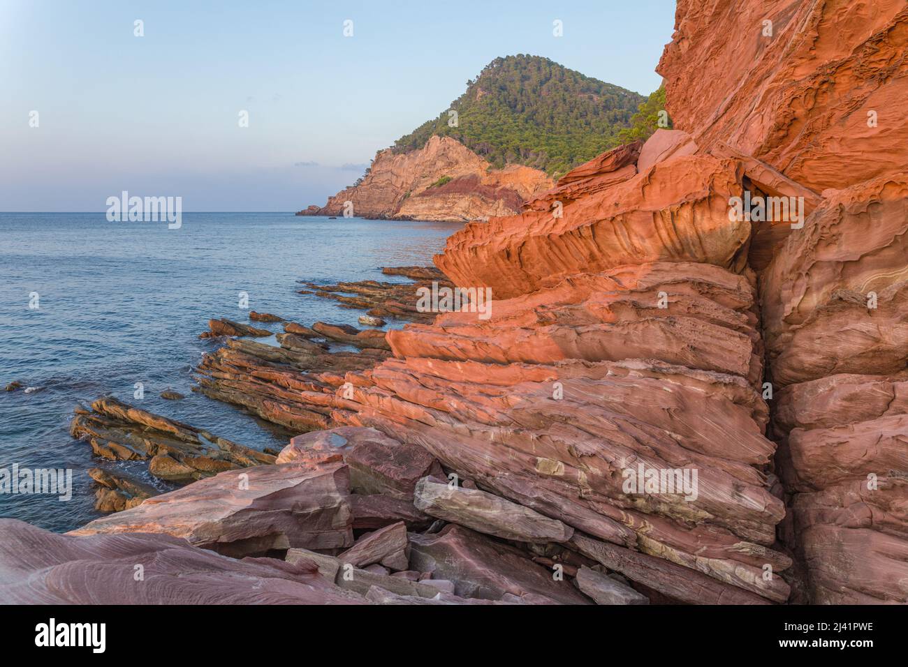 Majorca's north coast at sunset. Estellencs area, Balearic islands, Spain Stock Photo