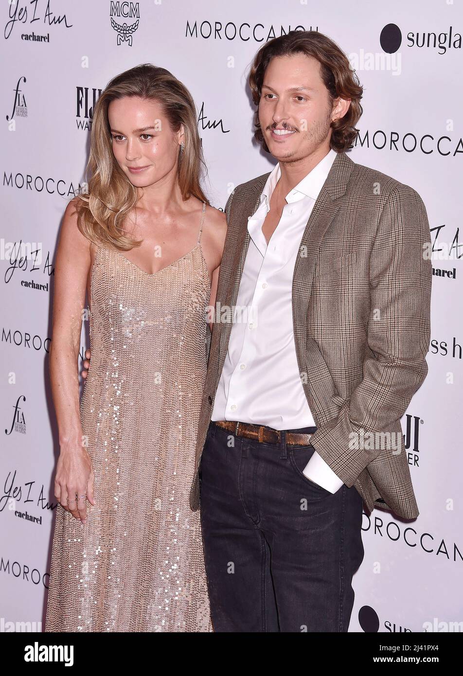 BEVERLY HILLS, CA - APRIL 10: (L-R) Brie Larson and Elijah Allan-Blitz attend The Daily Front Row's 6th Annual Fashion Los Angeles Awards at Beverly W Stock Photo