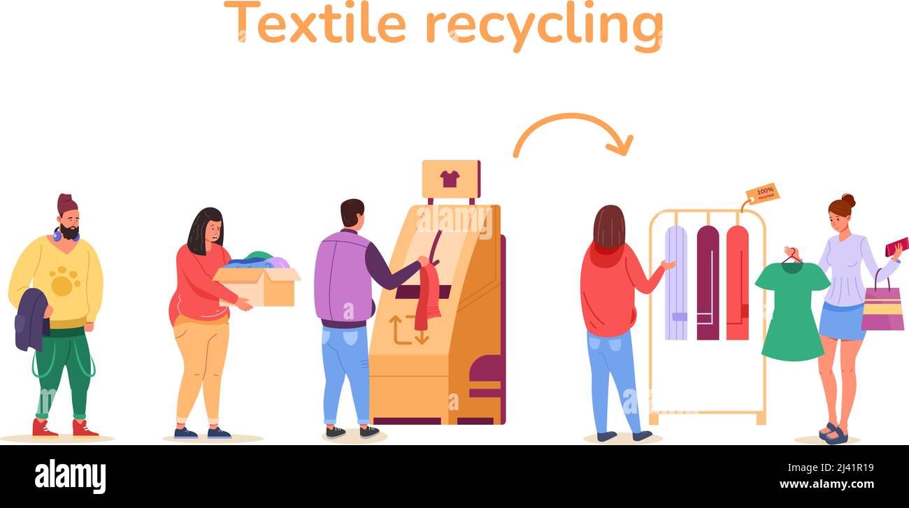 People recycle clothes. Recycled cloth from wardrobe for selling fashion textile, donate