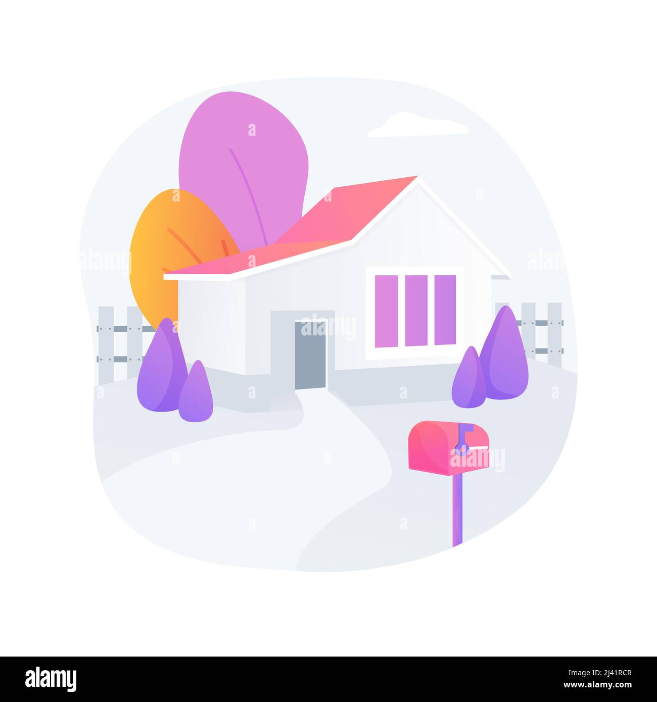 Detached house abstract concept vector illustration. Single family house, stand-alone household, single-detached building, individual land ownership, Stock Vector