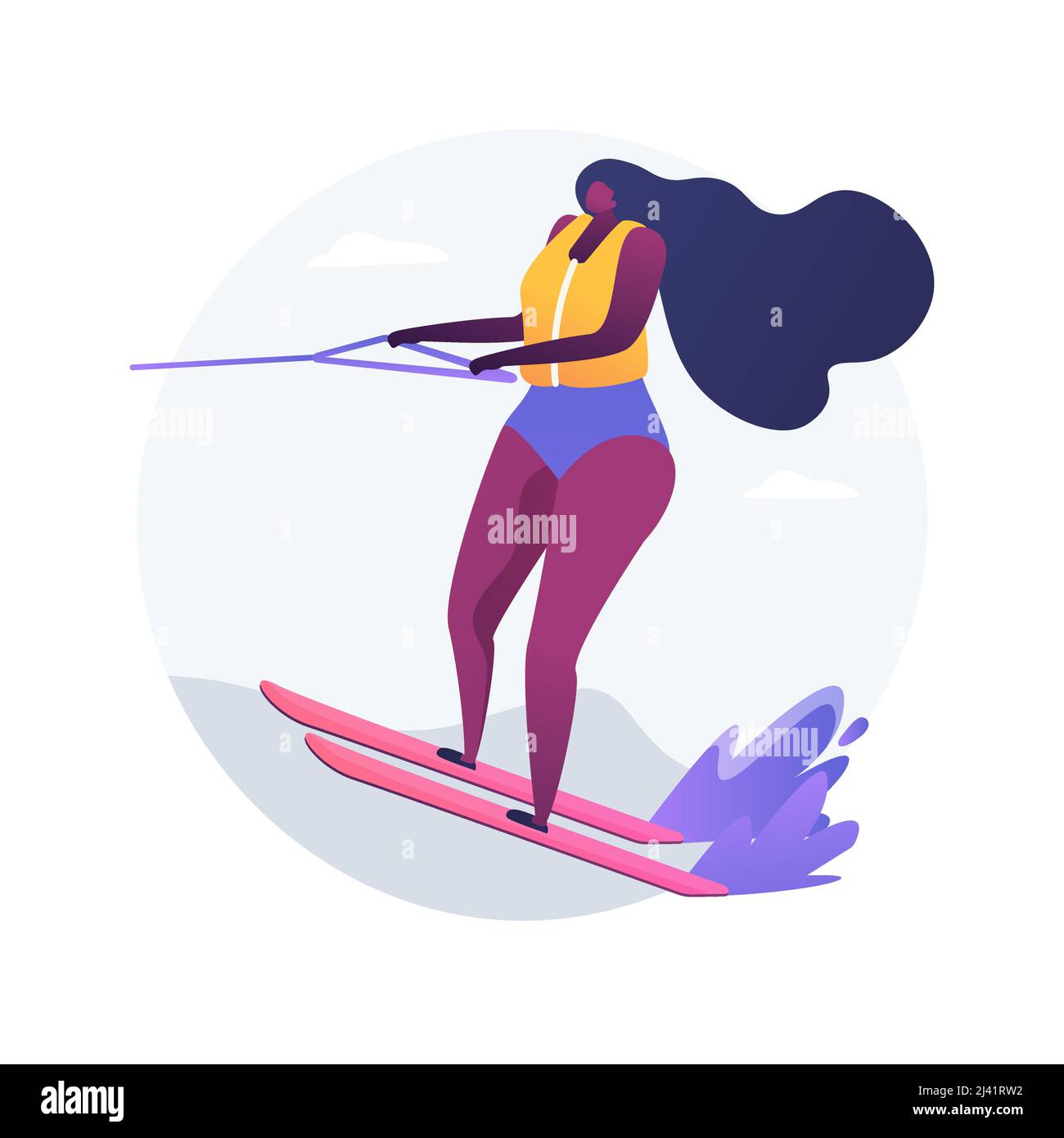 Water skiing abstract concept vector illustration. Water park, wakespot