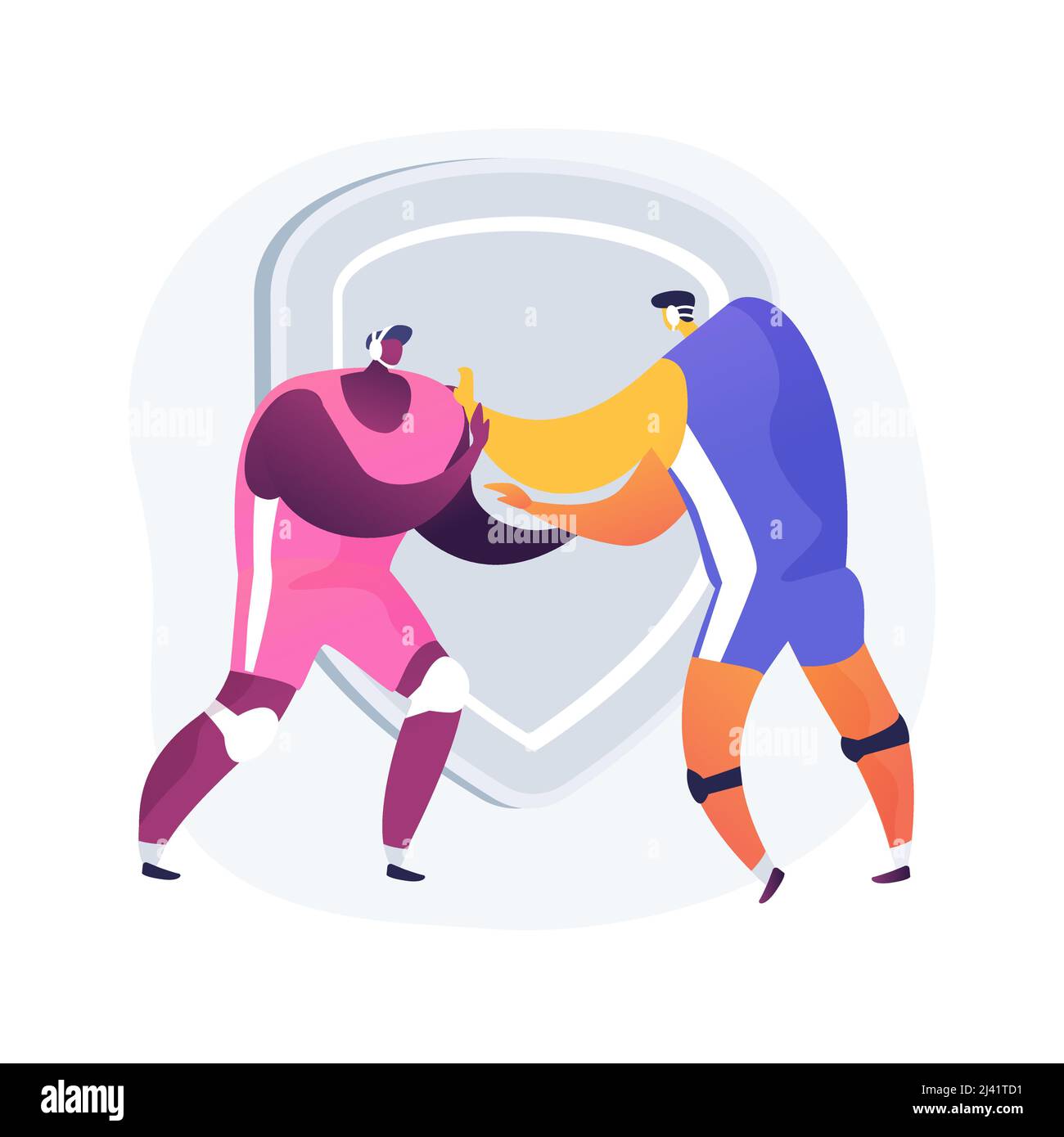 Wrestling abstract concept vector illustration. Pro training, buy equipment, wrestling gear, strong werestler, greco-roman, entertainment competition, Stock Vector