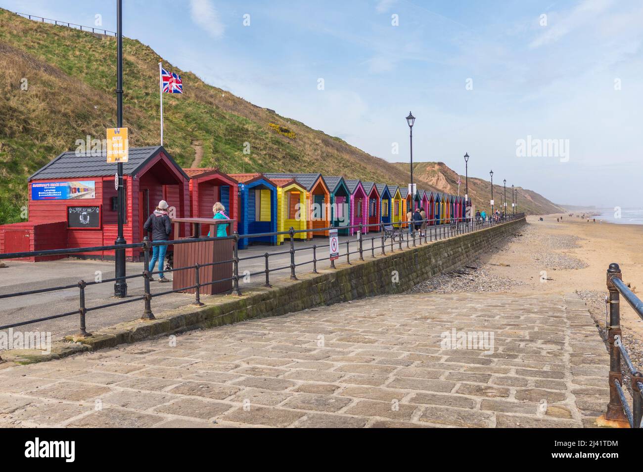 The colourful beach huts at Saltburn by the Sea,England,UK Stock Photo