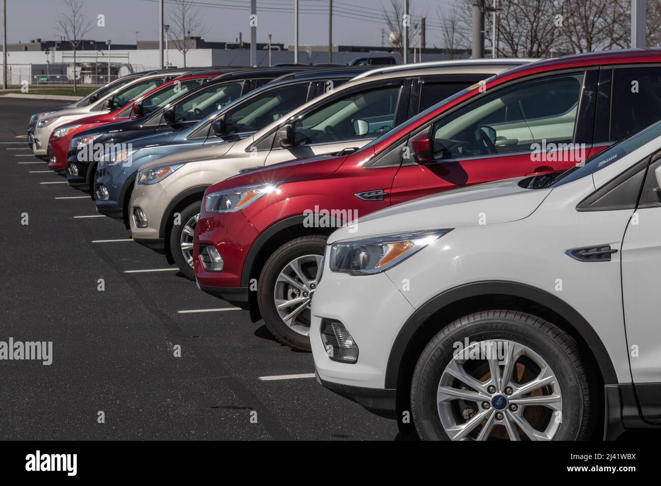 Kokomo Circa April 2022 Used car display at a Ford dealership. With