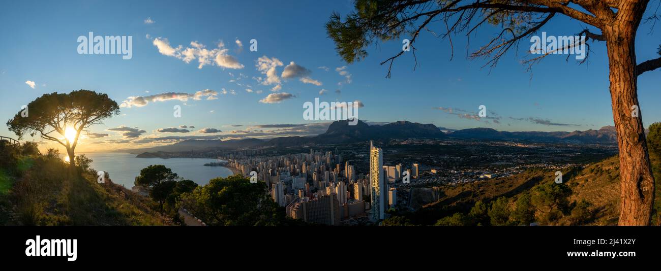 Beach of Benidorm city during sunset in Spain Stock Photo