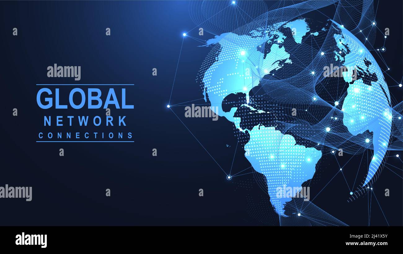 Global network connection concept. Big data visualization. Social ...