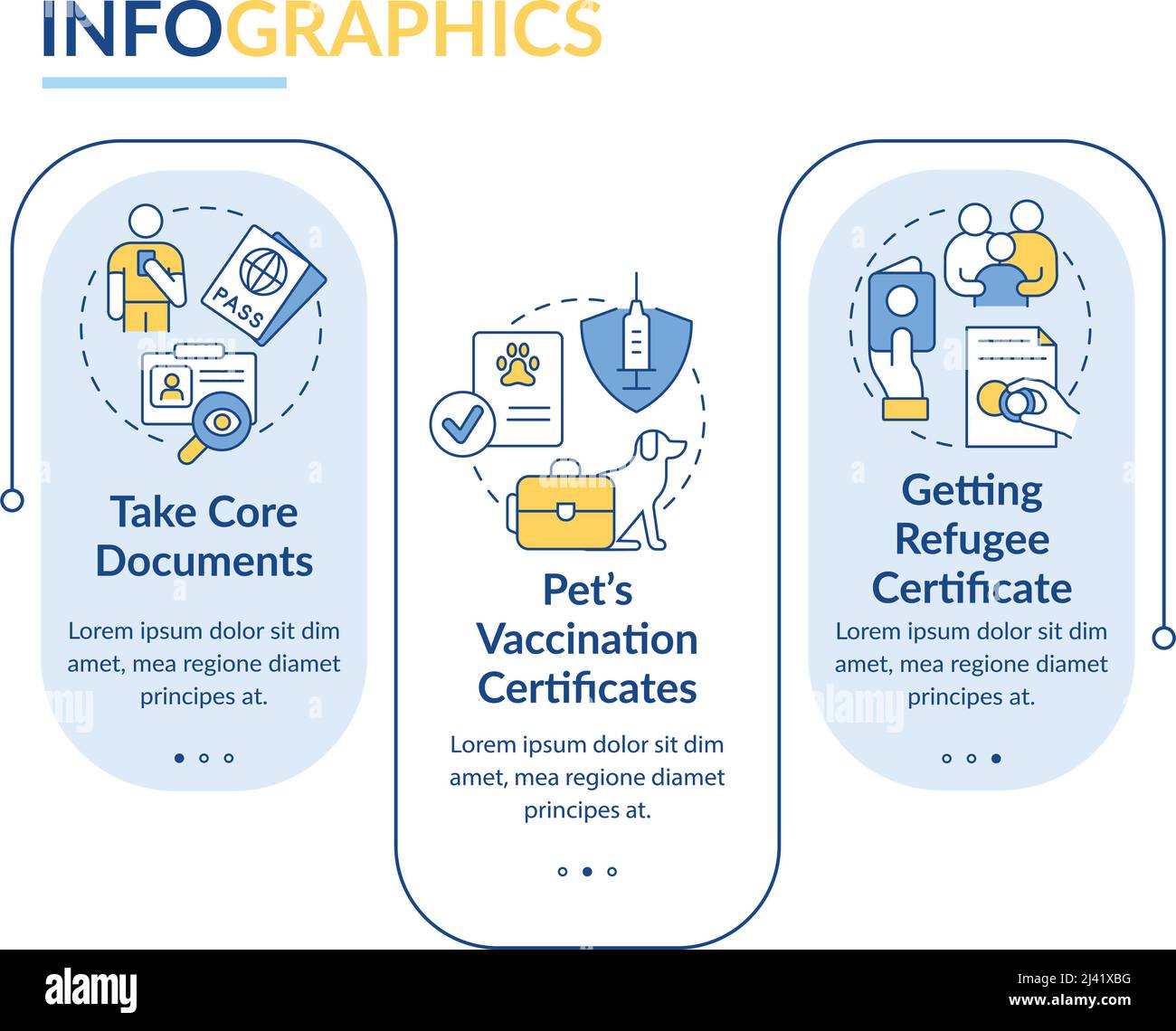 Refugees documents and certificates rectangle infographic template ...
