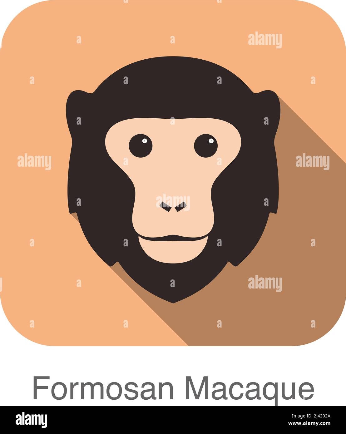 cute monkey face, Formosan macaque flat icon design, vector ...