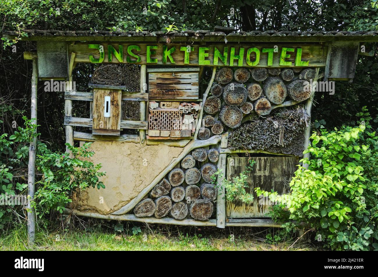 Front view of an insect hotel Stock Photo