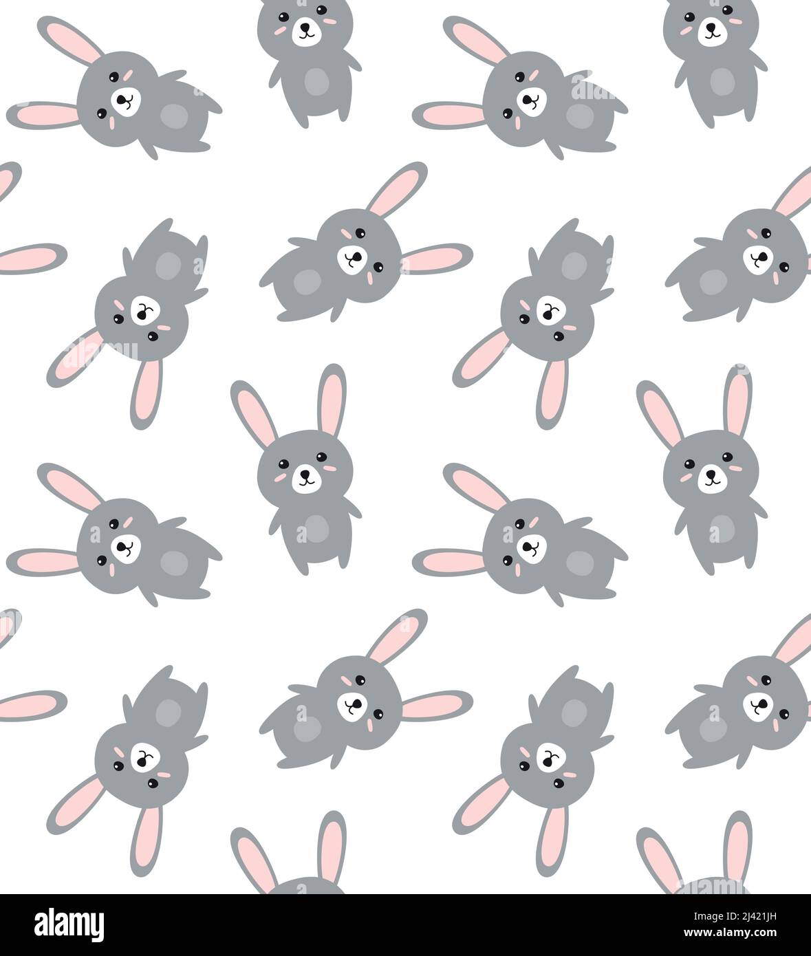 Vector seamless pattern of flat cartoon Easter bunny rabbit isolated on ...