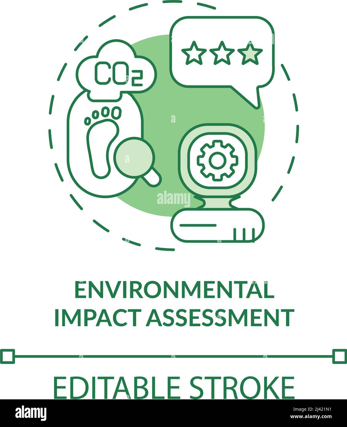 Environmental impact assessment green concept icon Stock Vector