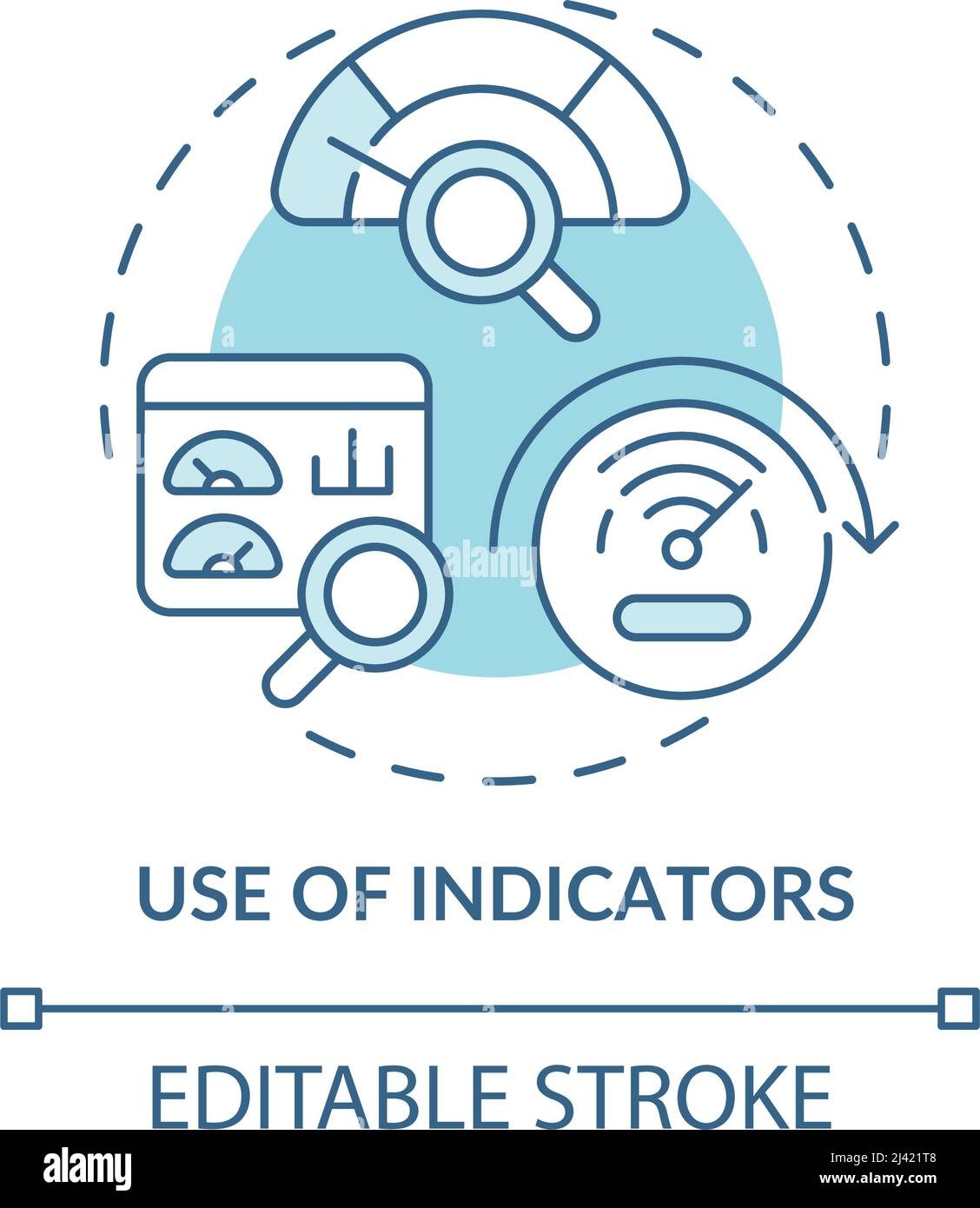Use of indicators turquoise concept icon Stock Vector