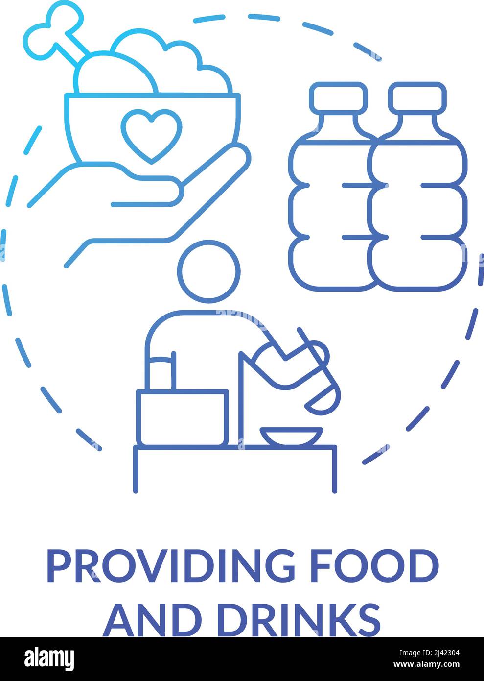 Providing food and drinks blue gradient concept icon Stock Vector