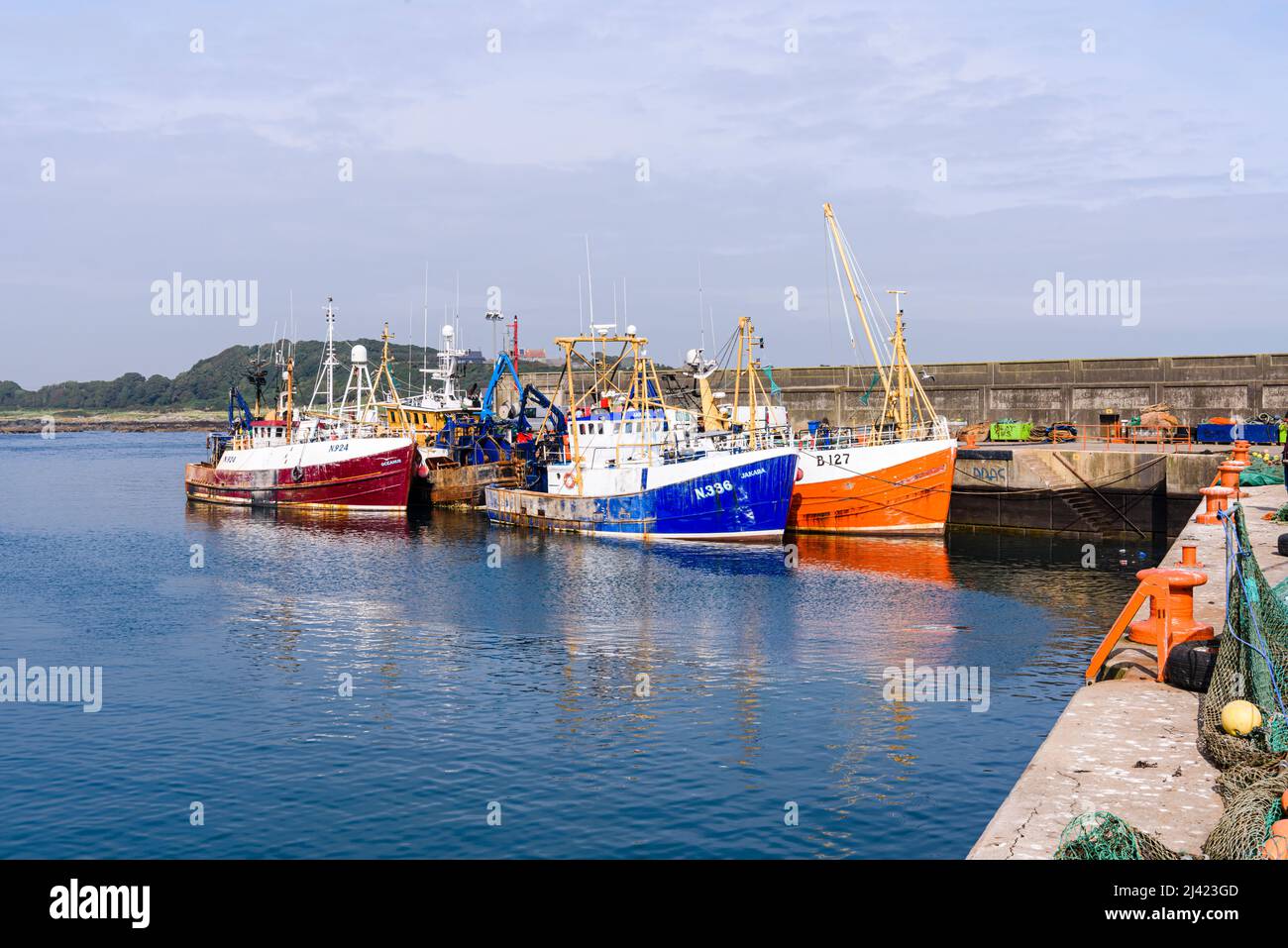 Trawlers tied up at the harbour at Ardglass, Northern Ireland, United
