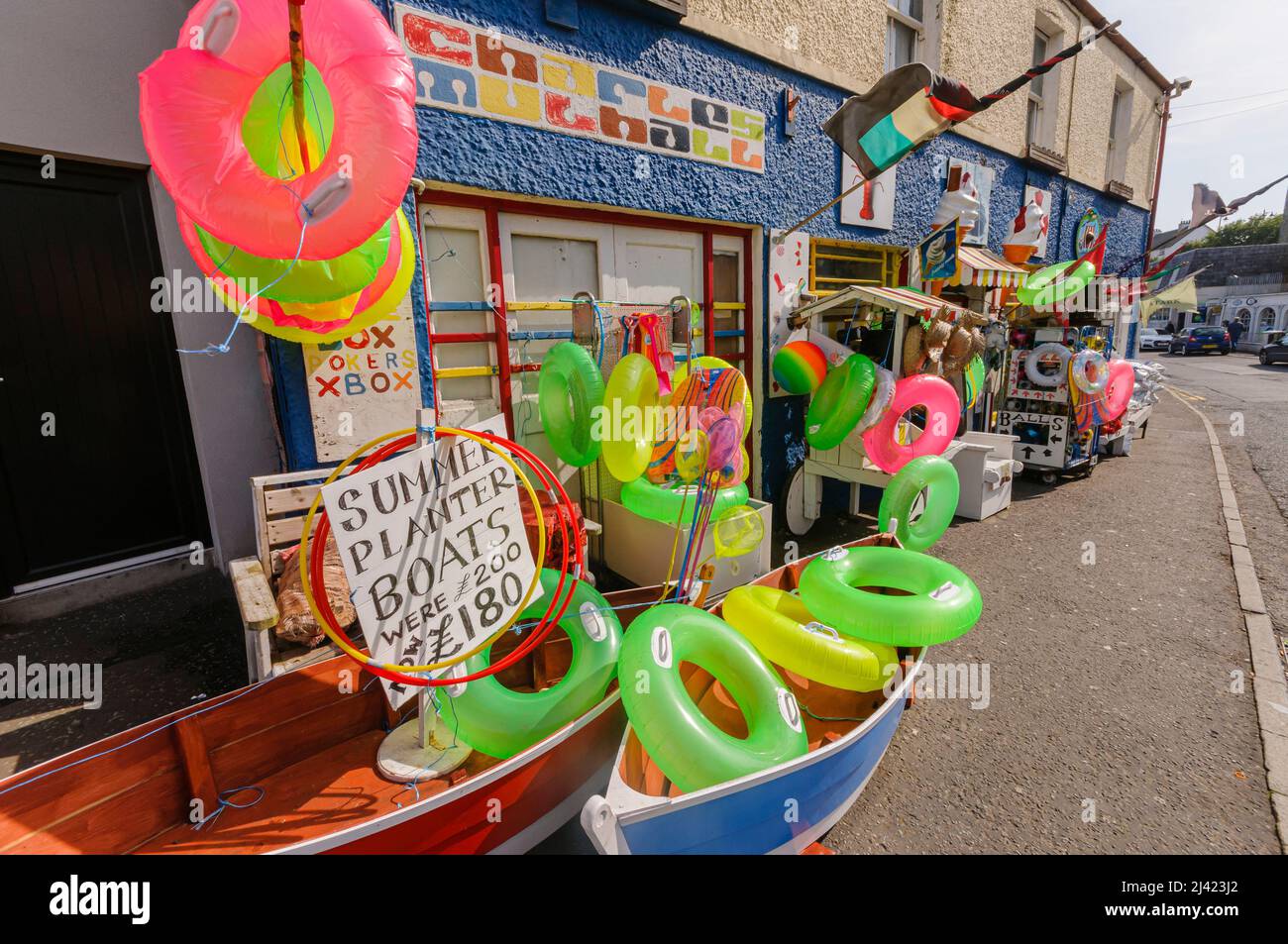 Traditional seaside shop selling beach toys Stock Photo