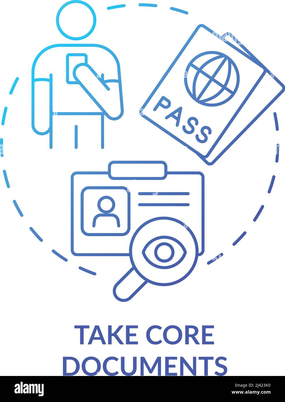 Take core documents blue gradient concept icon Stock Vector