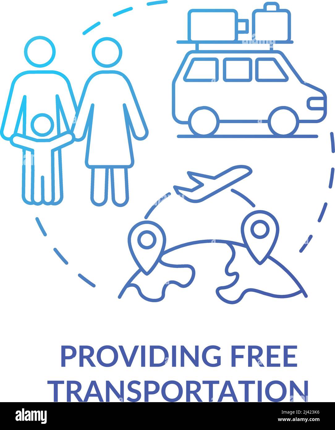 Providing free transportation blue gradient concept icon Stock Vector