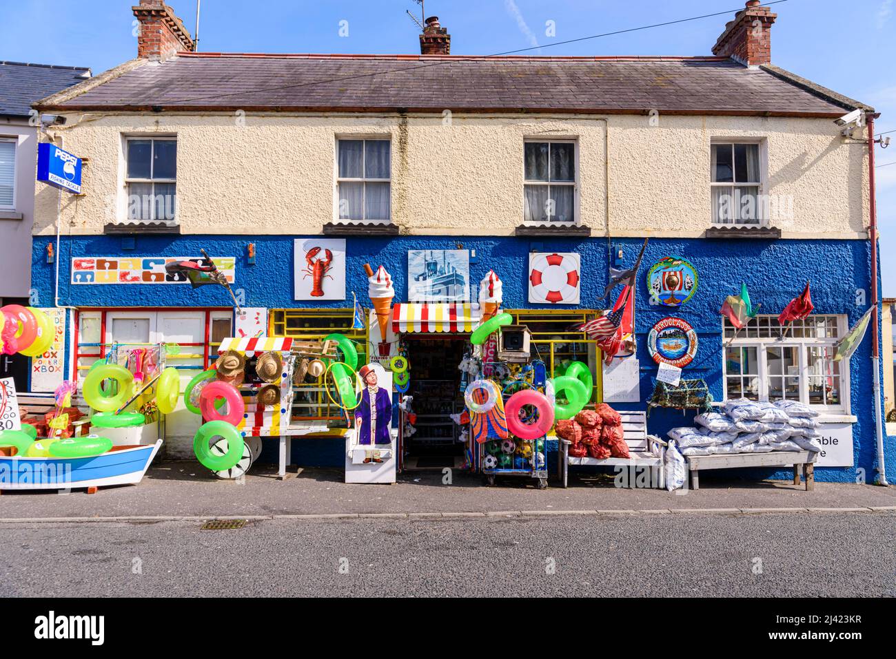 Traditional seaside shop selling beach toys Stock Photo