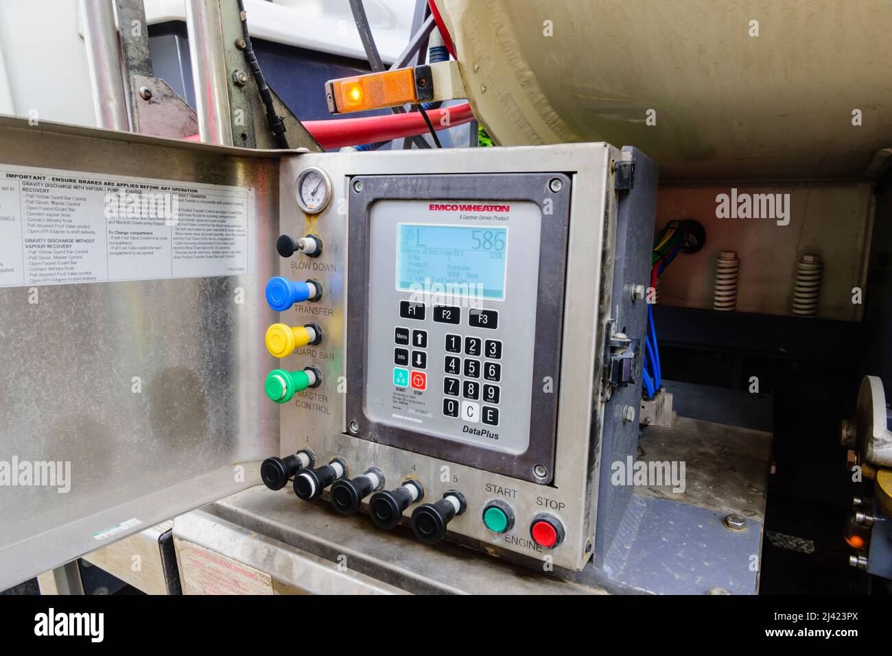 Pump for a home heating delivery lorry. Stock Photo