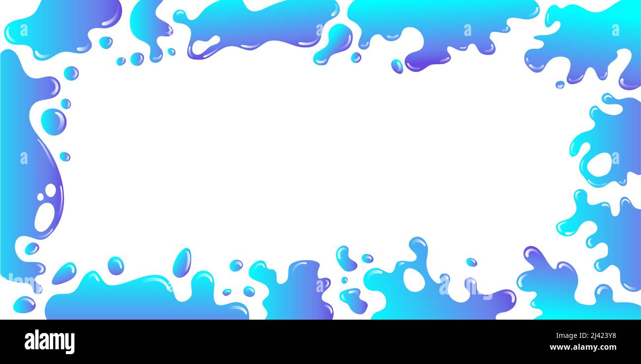 Turquoise blue wide water splatter splash frame, vector illustration Stock Vector