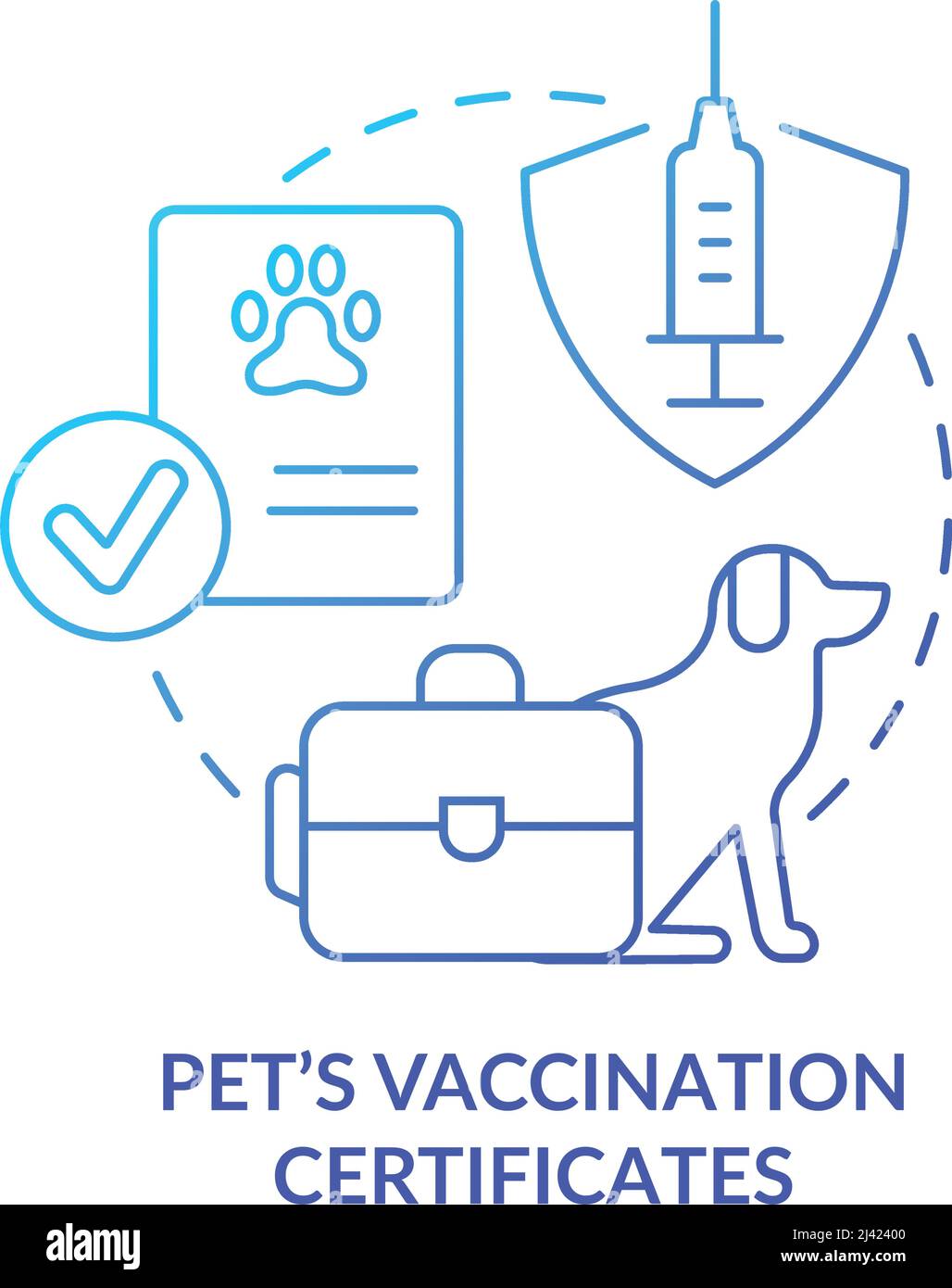 Pets vaccination certificate blue gradient concept icon Stock Vector