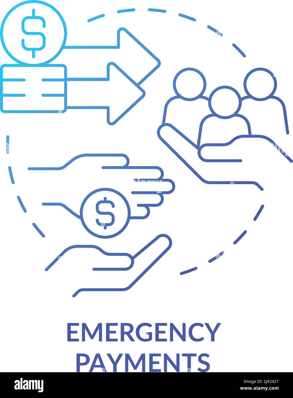 Emergency payments blue gradient concept icon Stock Vector