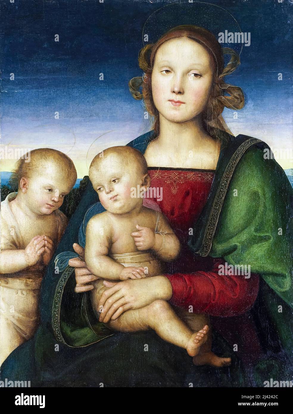 Madonna and child with the infant st john the baptist hires stock