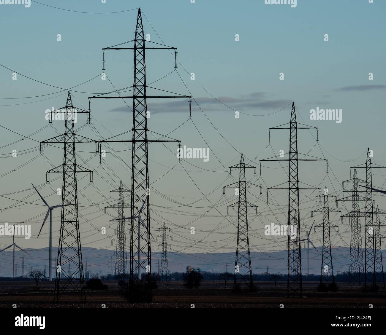 Power grid for energy supply Stock Photo