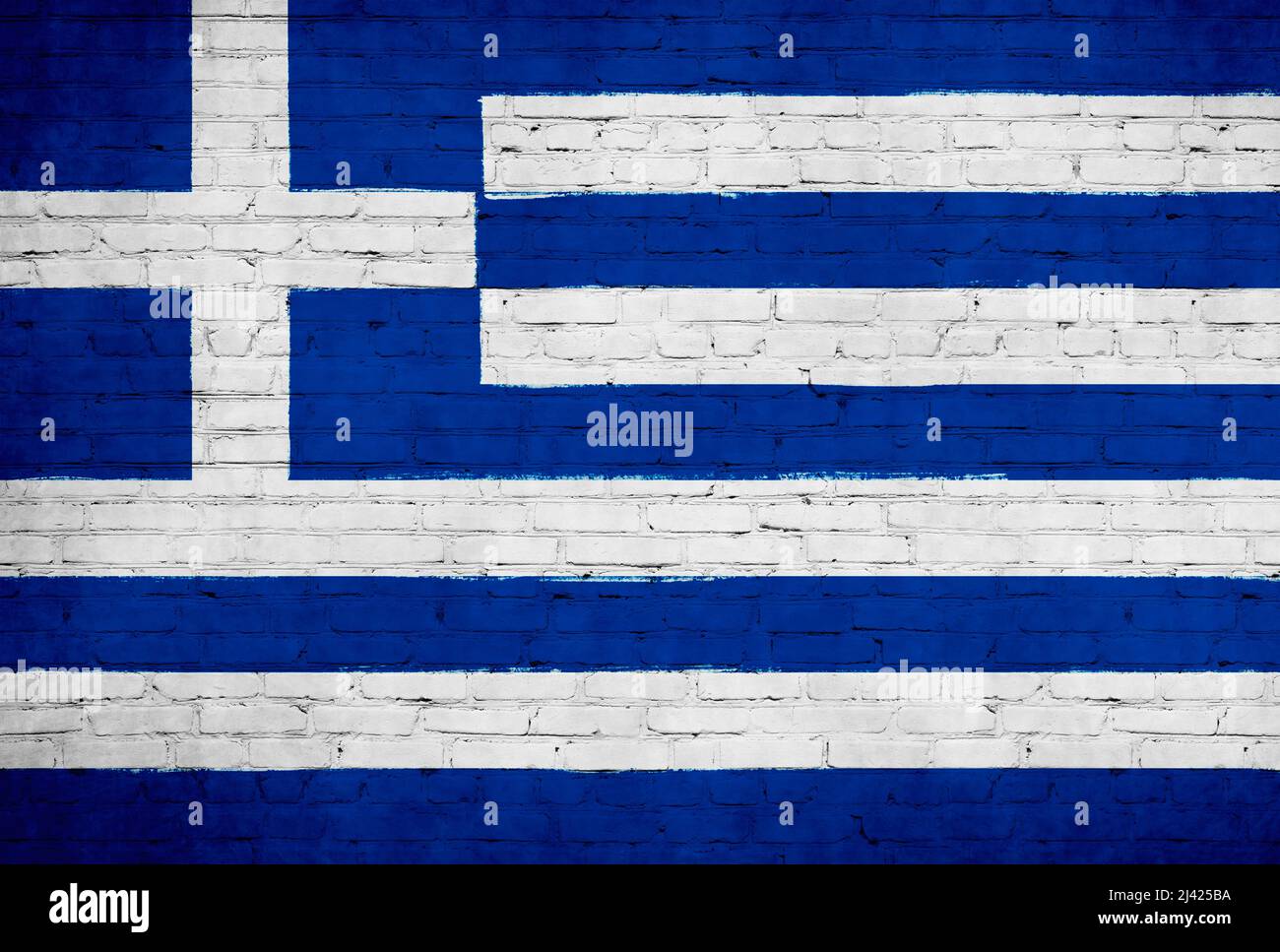 Greece flag painted on brick wall. National country flag background ...