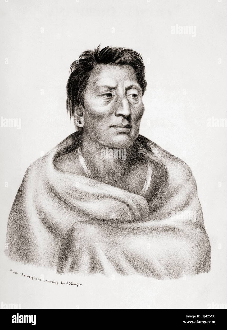 Big Elk, also known as Ontopanga, 1765/75–1846/1848.  He was a chief of the Omaha tribe on the upper Missouri River.  After a 19th centuy work by John Collins. Stock Photo