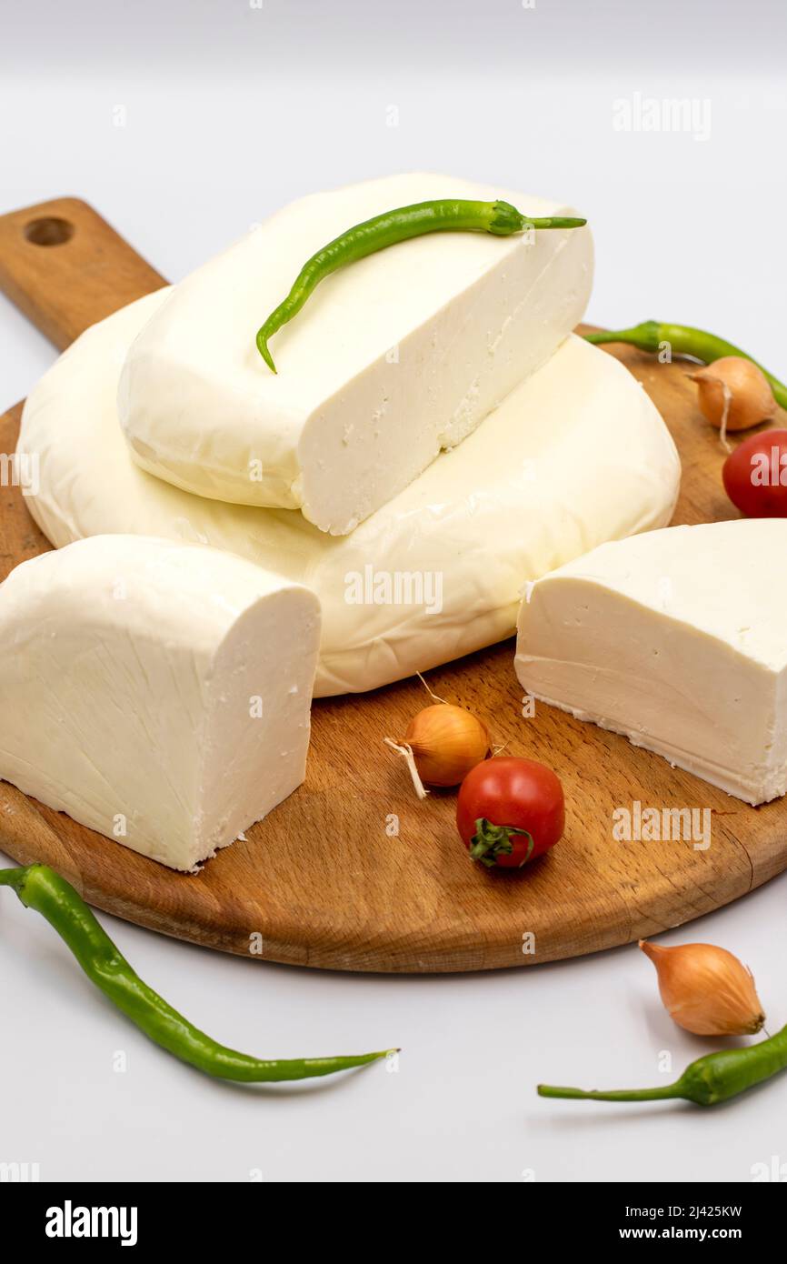 Fresh Cheese Examples Isolated portion fresh greek hi-res stock photography and images - Alamy