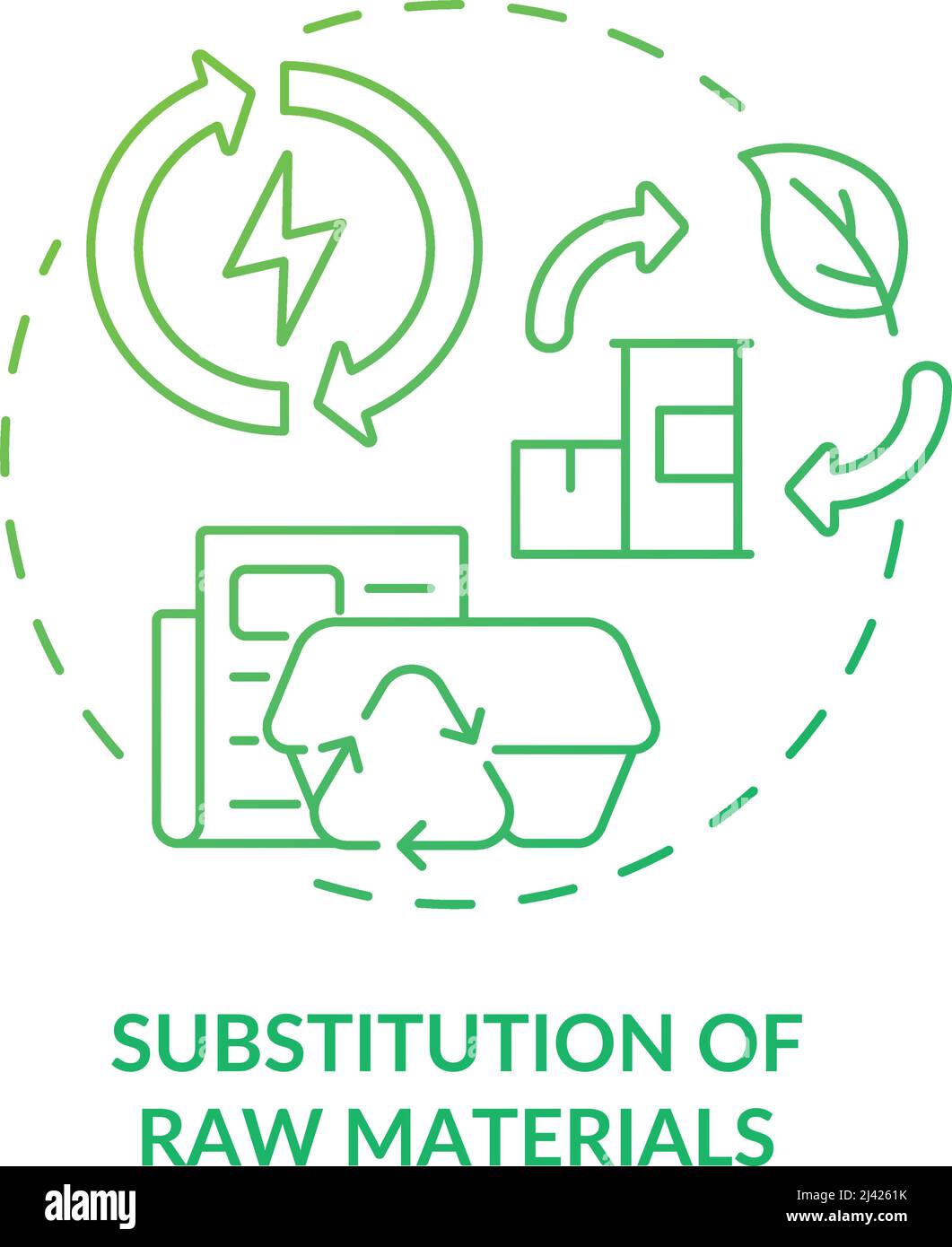 Substitution of raw materials green gradient concept icon Stock Vector