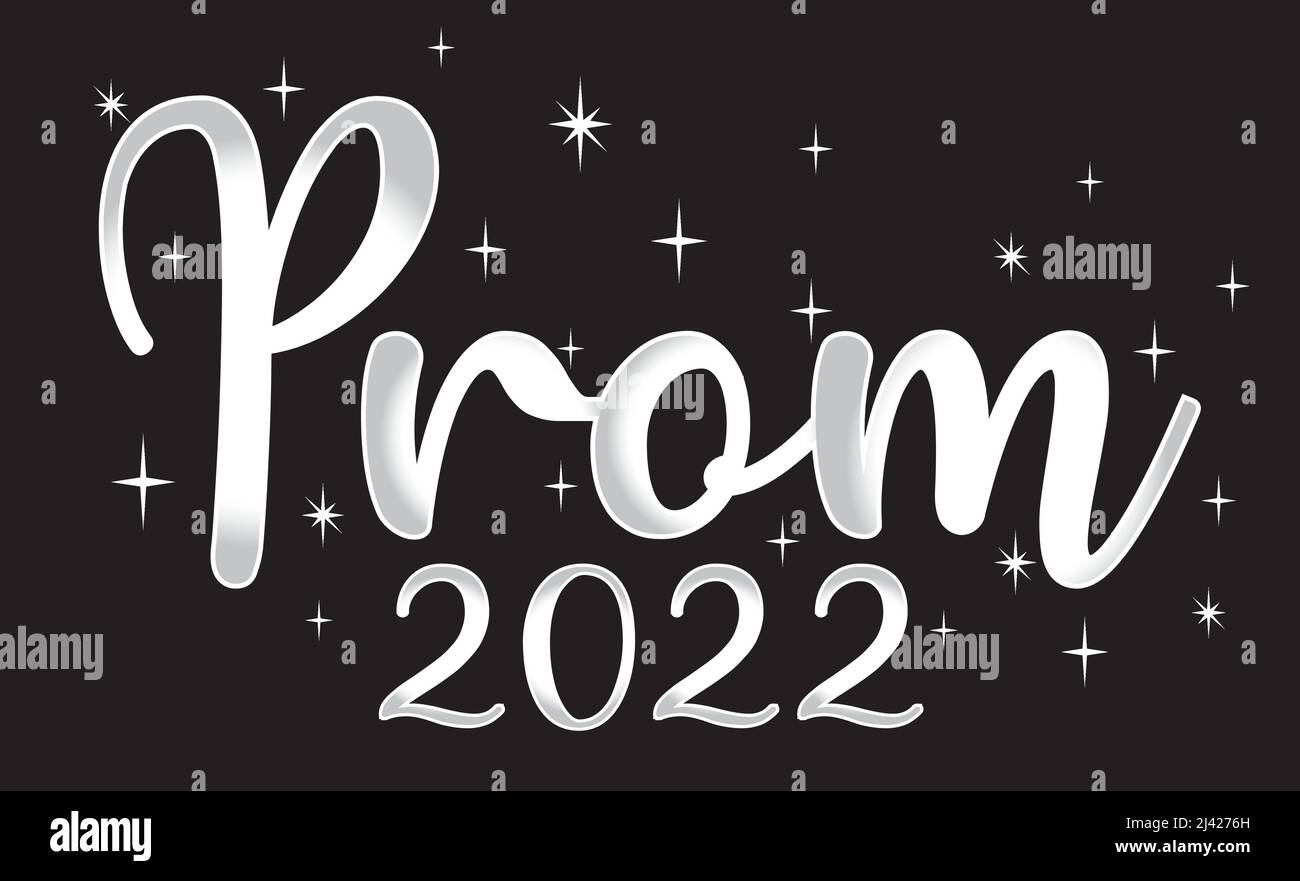 Prom 2022 Black and White Shiny Stars Stock Vector