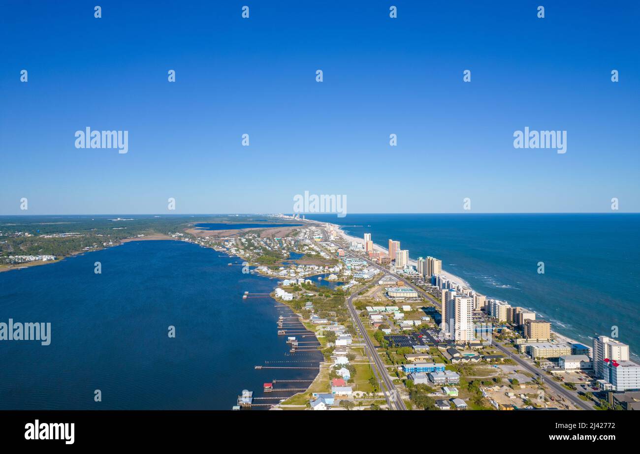 Aerial view of Gulf Shores, Alabama at Spring Break 2022 Stock Photo