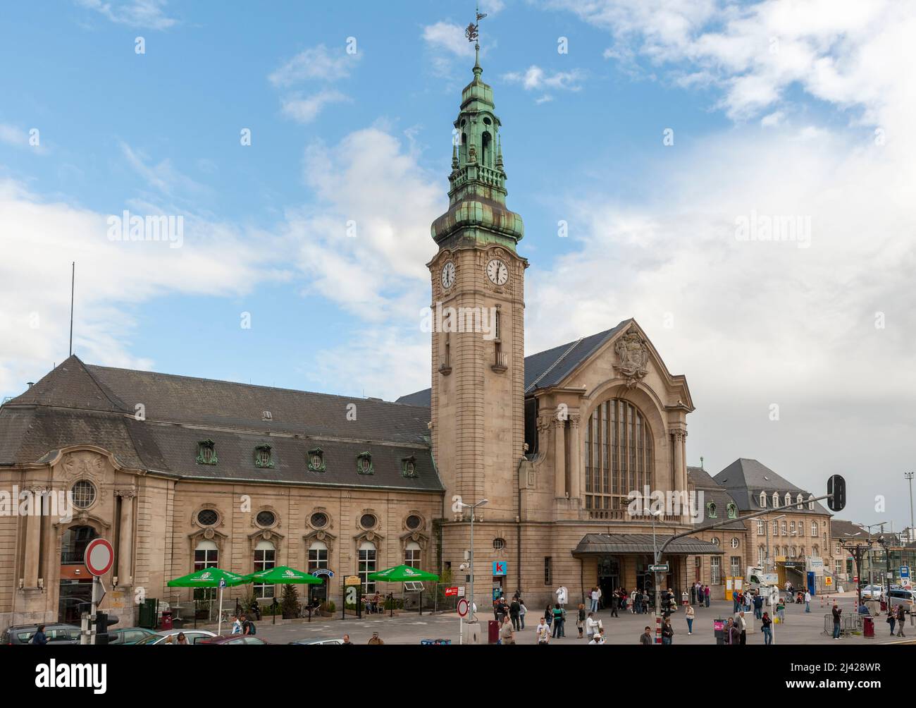 Luxembourg railway station, Place de la Gare in the traditional Moselle Baroque Revival style, Gare, Luxembourg, Europe, EU. Stock Photo