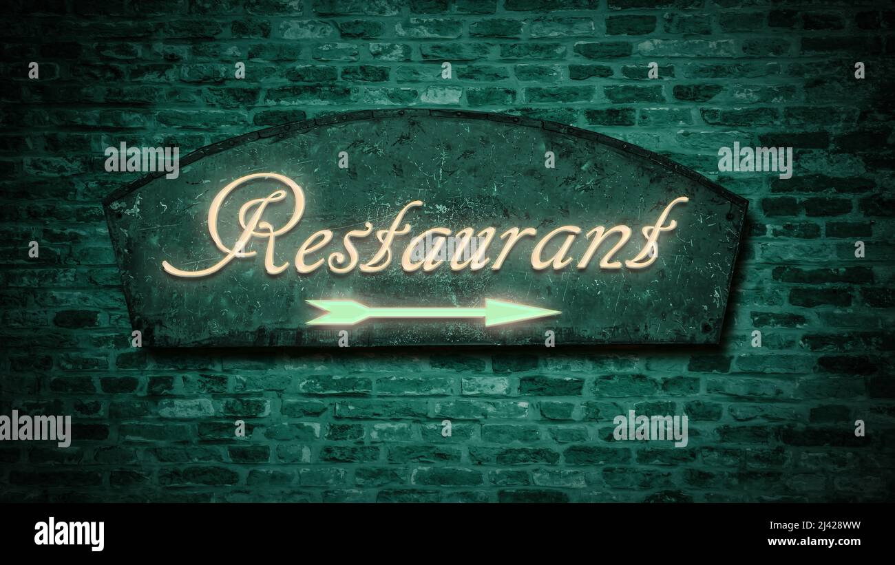 Street Sign the Direction Way to Restaurant Stock Photo - Alamy