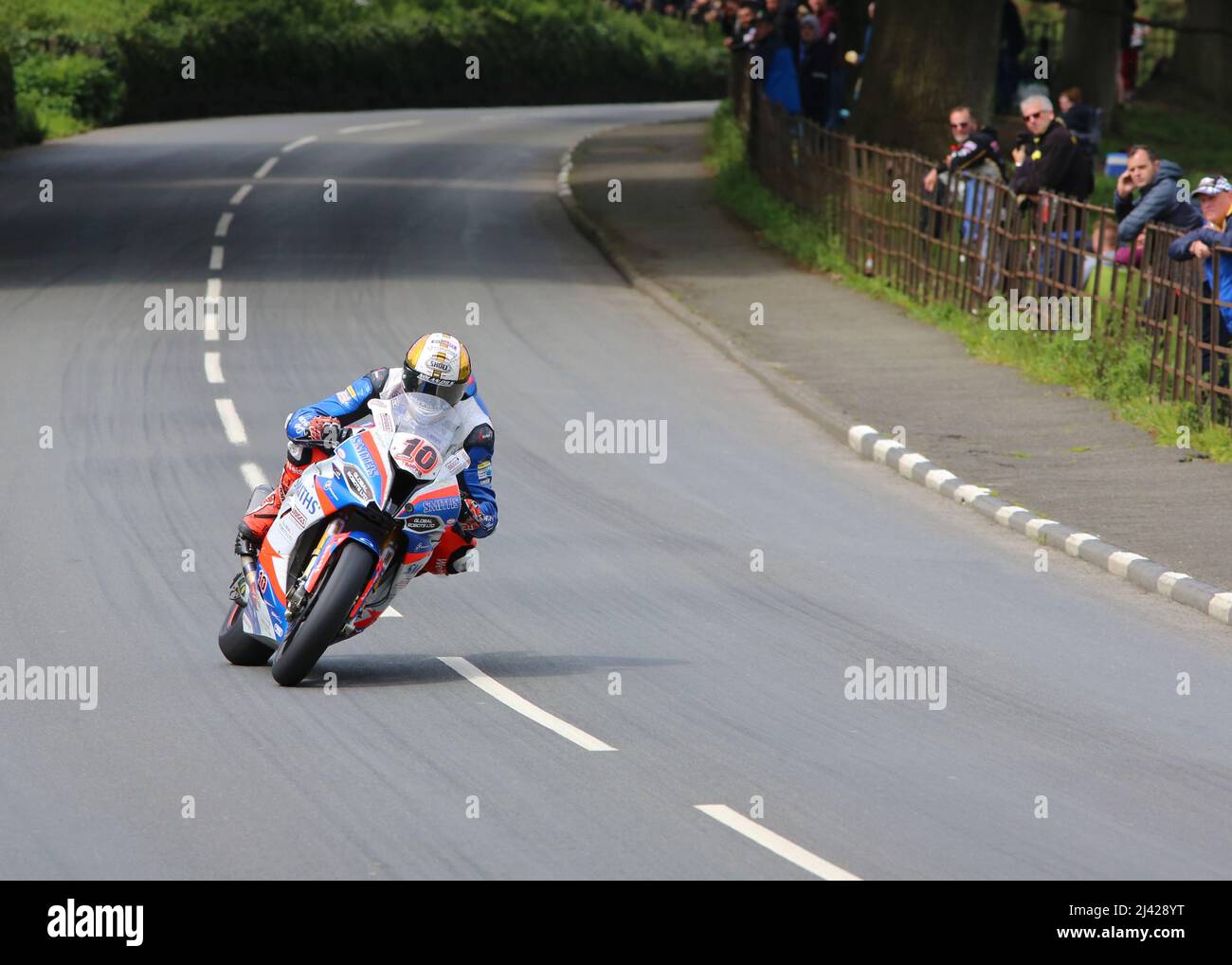 Peter Hickman, 'Hicky' at the 2019 Isle of Man TT motorcycle races riding the Smiths Racing BMW S1000RR superbike. Stock Photo