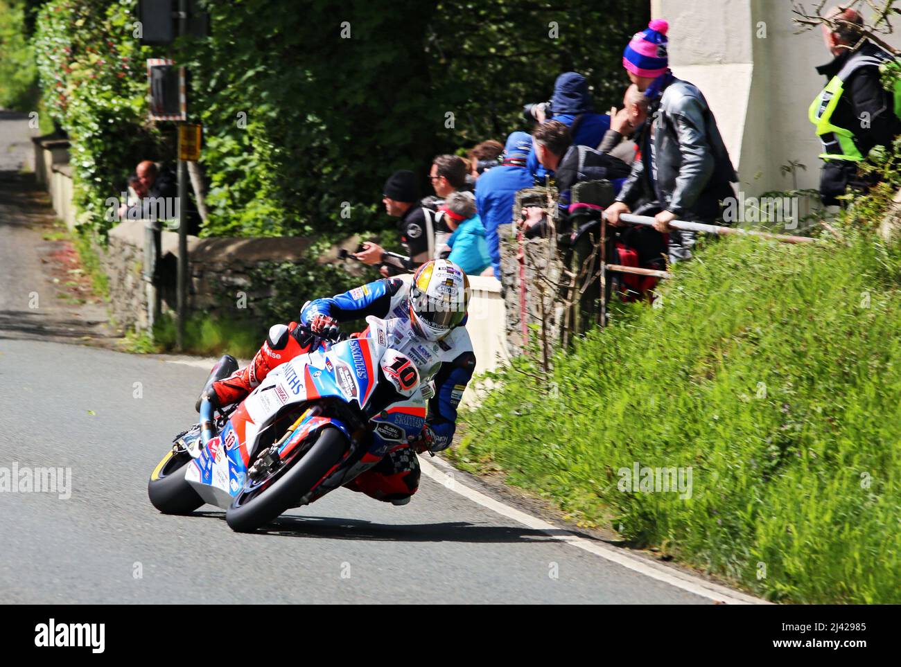 Peter Hickman, 'Hicky' at the 2019 Isle of Man TT motorcycle races riding the Smiths Racing BMW S1000RR superbike. Stock Photo