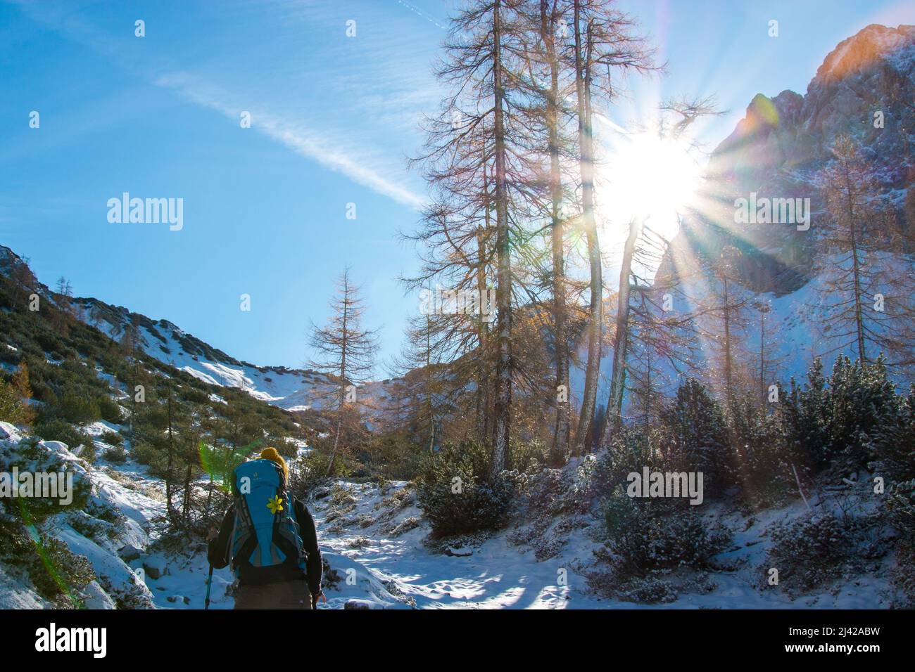 Autumn lights with first snow Karwendel mountain. High quality photo Stock Photo