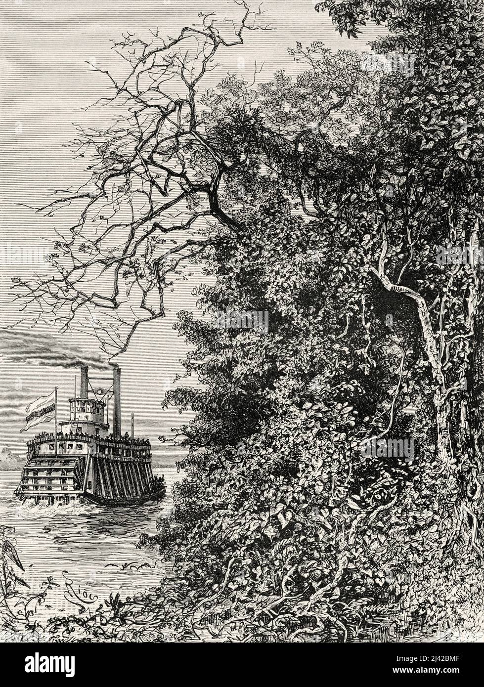 Steamboat General Trujillo navigating the Magdalena river, Colombia 