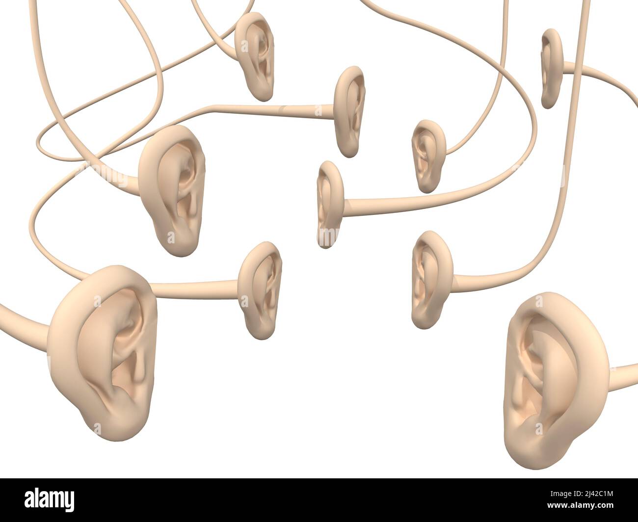many human ears linked, 3d illustration Stock Photo