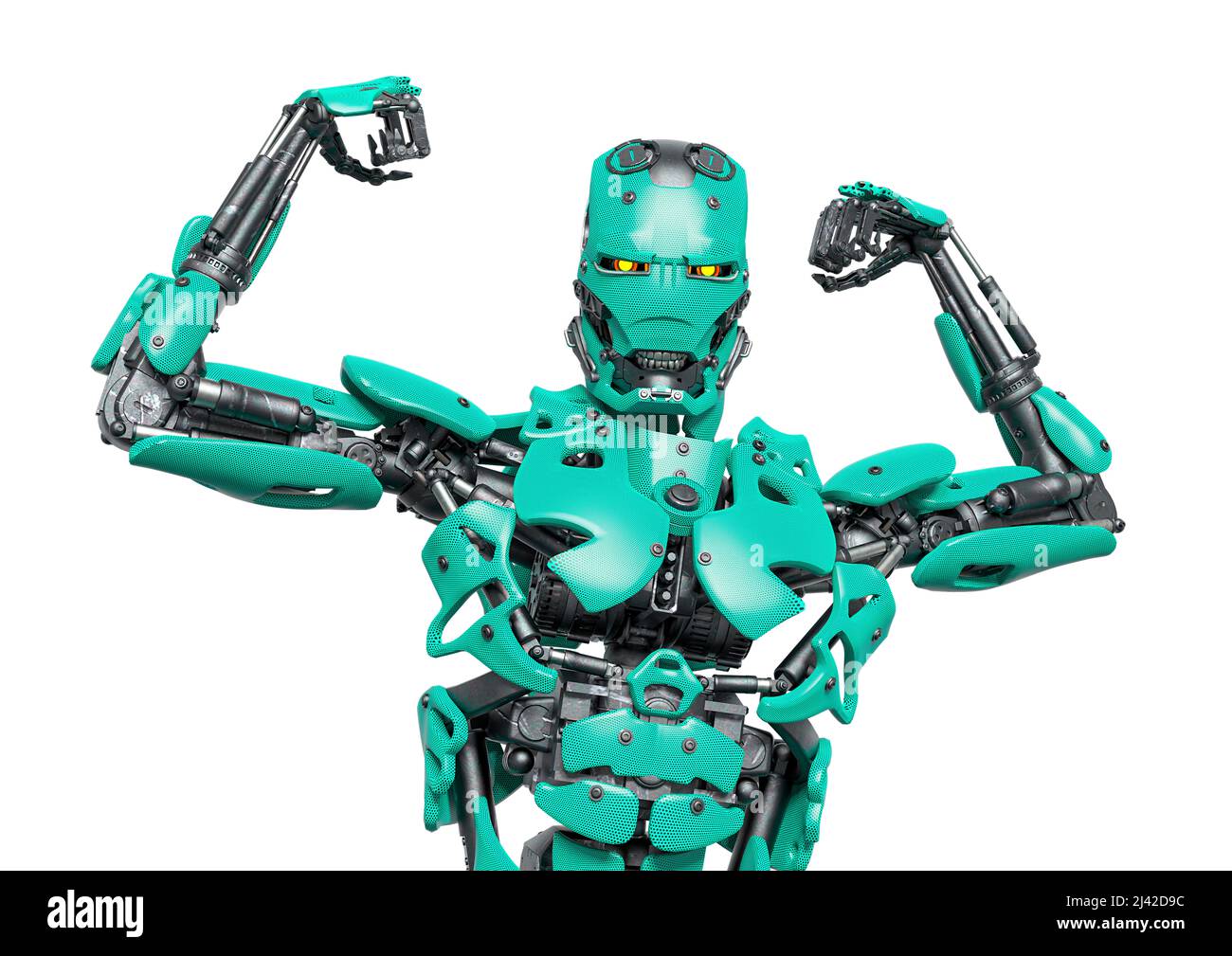 Cyborg Using Powers cyborg is going a power pose, 3d illustration Stock Photo - Alamy