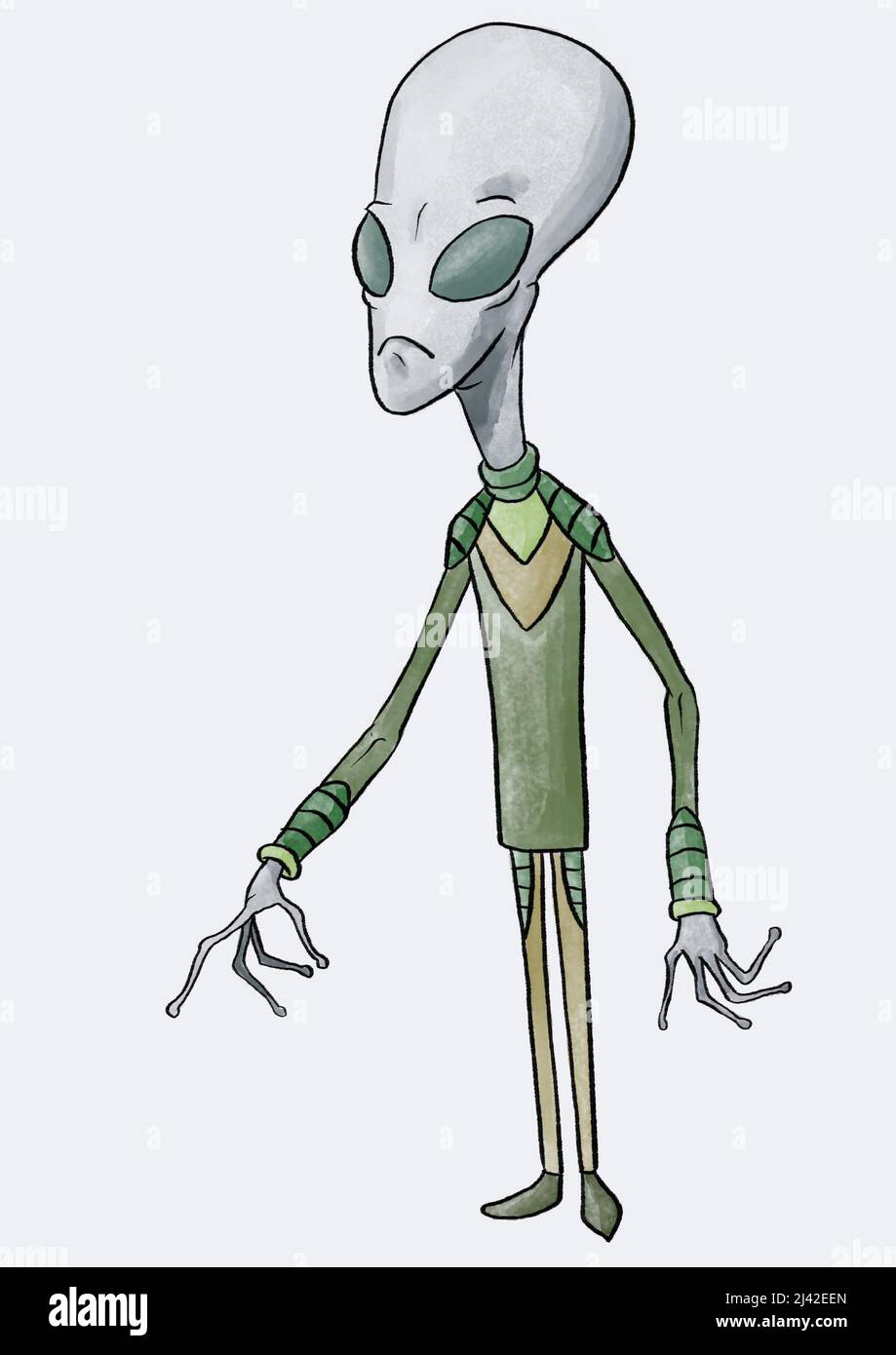 illustration of a grey alien Stock Photo