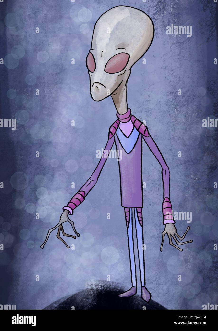 illustration of a grey alien Stock Photo