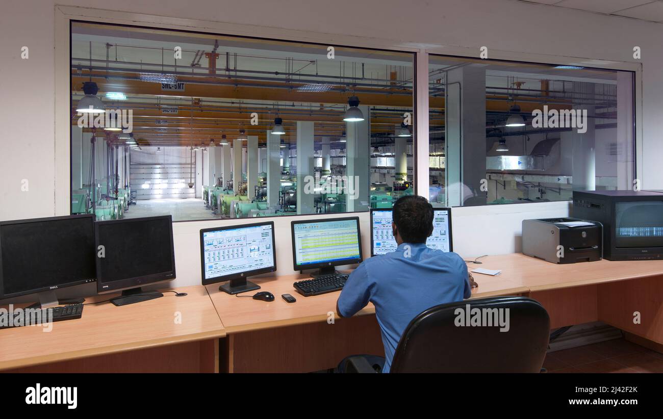 control room at a district cooling system Stock Photo