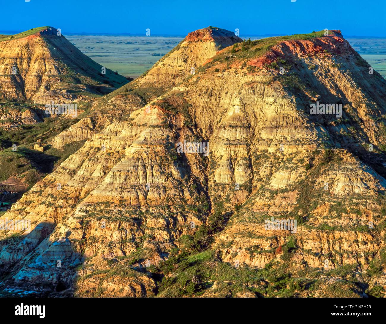 haystack buttes in the terry badlands near terry, montana Stock Photo